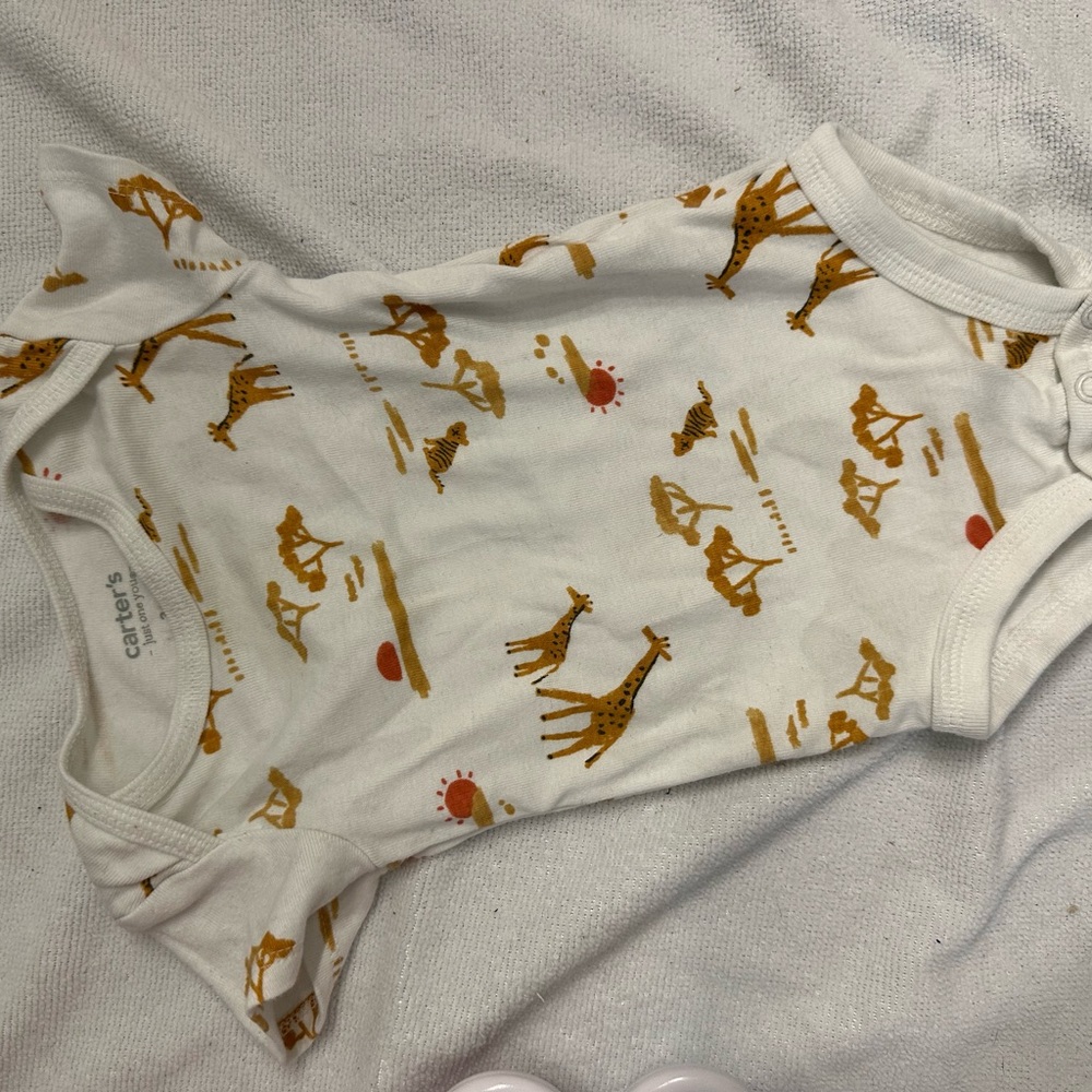 Carter's White and Brown Animal Print Bodysuit